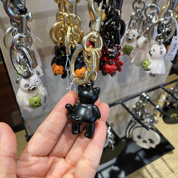 COACH BLACK CAT WITH PUMPKIN KEY CHAIN/BAG CHARM CW480 - Picture 2 of 4